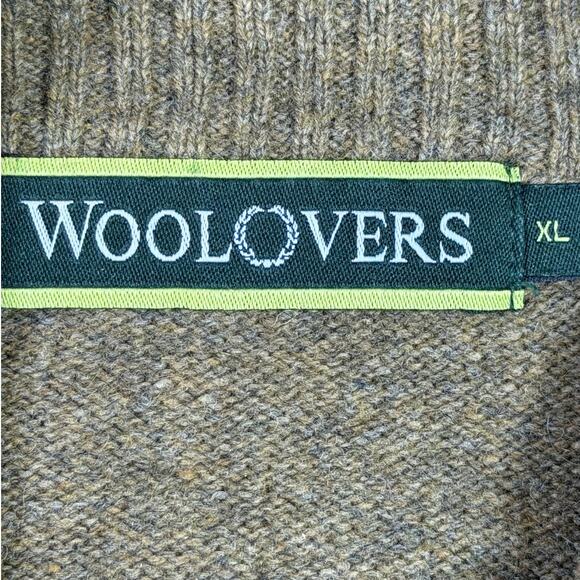 Woolovers Men XL Brown 1/4 Zip 100% Wool Long Sleeve Mock Neck Warm Knit Sweater - Picture 3 of 7